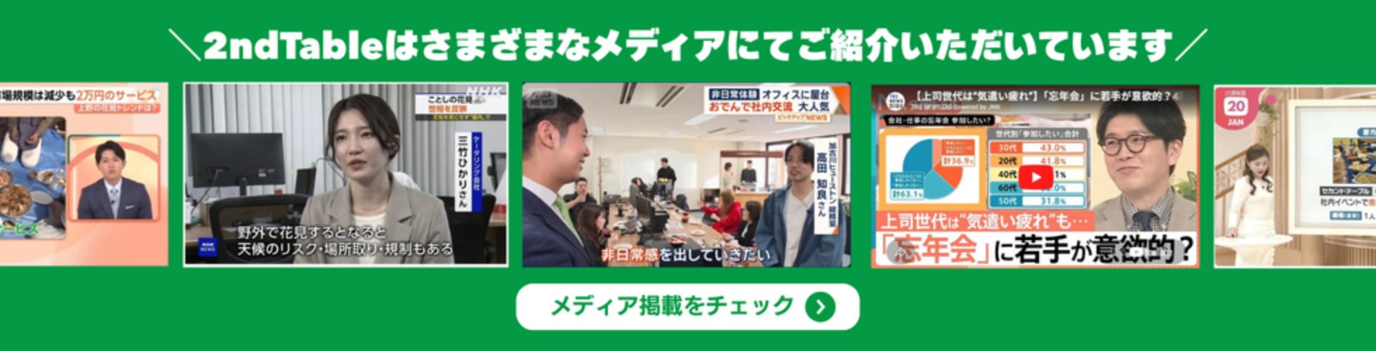 2ndTableはさまざまなメディアにてご紹介いただいています