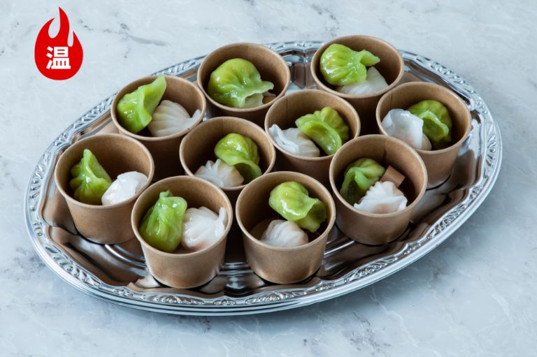 【温製】蒸し餃子の二種盛り合わせ（エビ・翡翠）